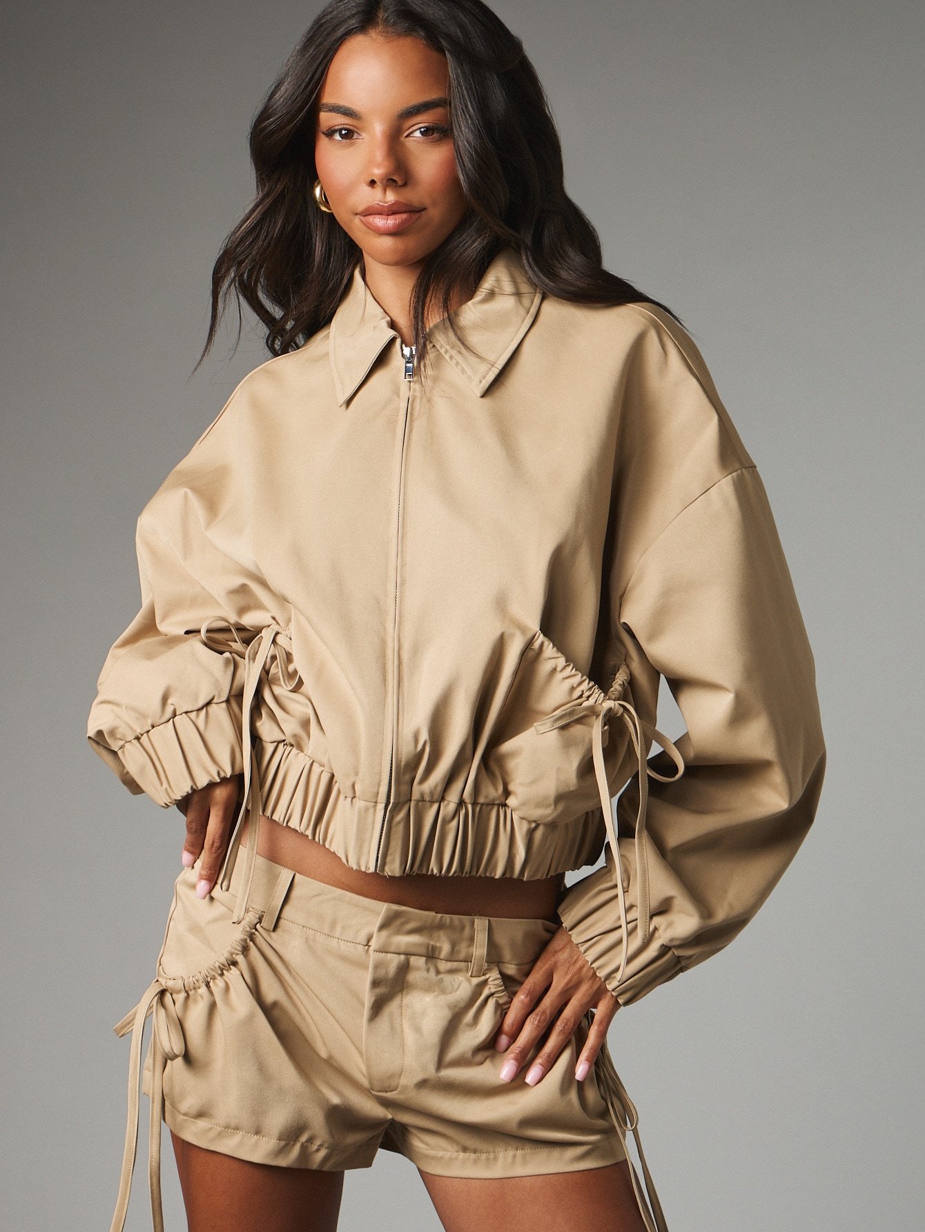Bomber qsir b zip w poignets froncés
