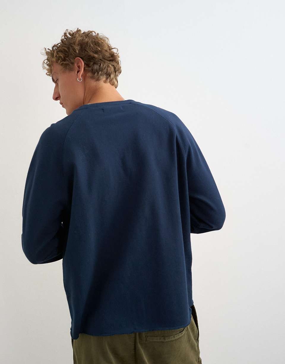 Sweat 9sir b kmam raglan w bord brut - Bleu marine