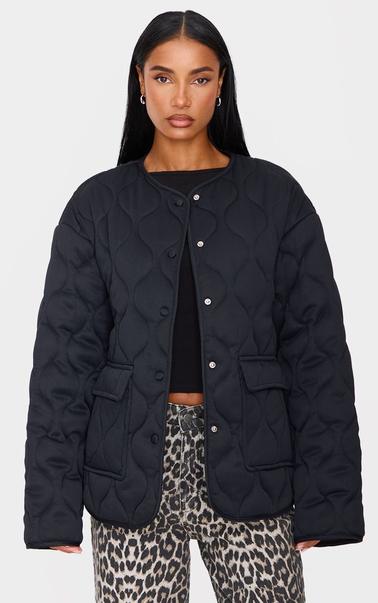 Veste Boutonnée Matelassée À Motif Ondulé