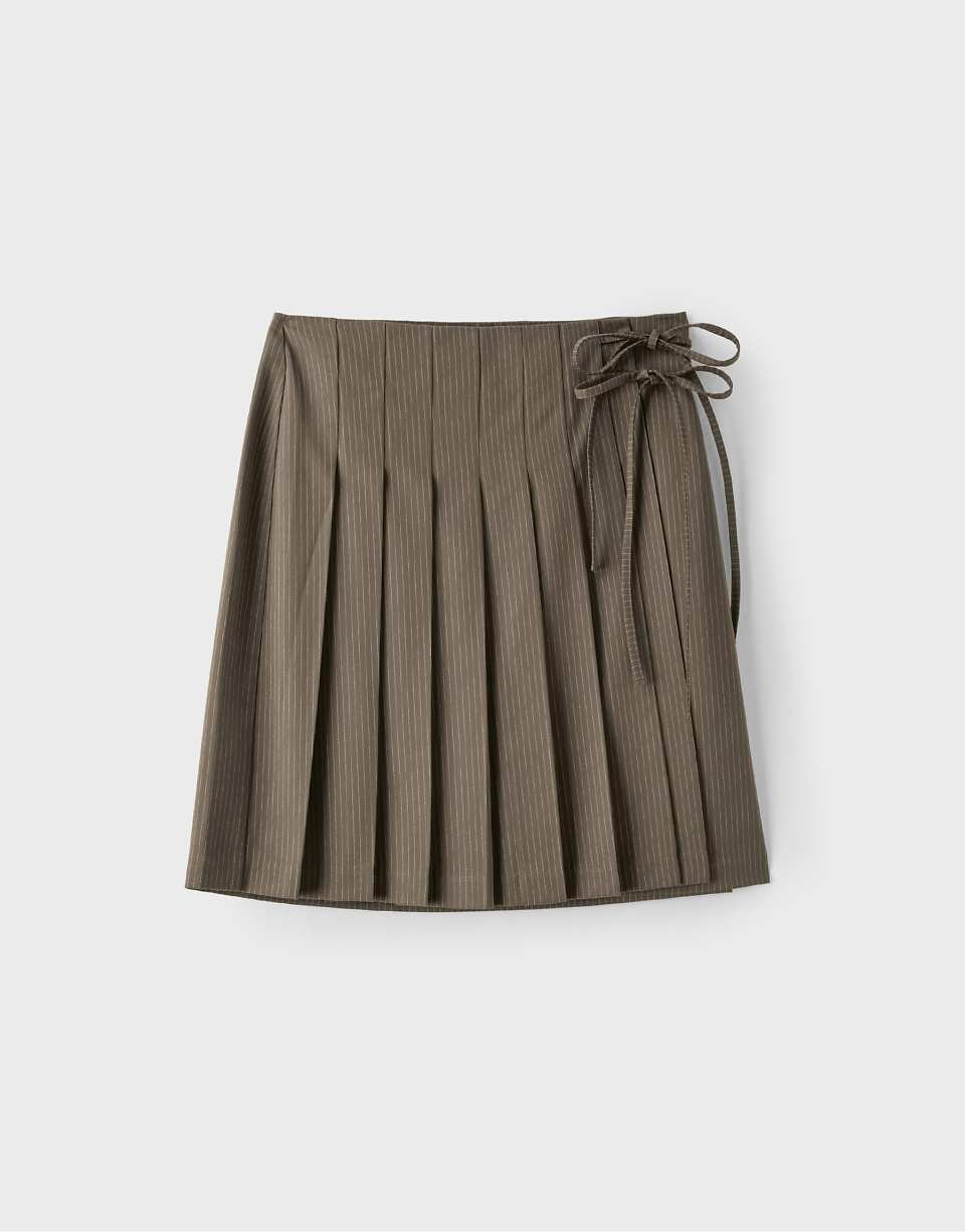 Jupe midi b plis creux - Kaki