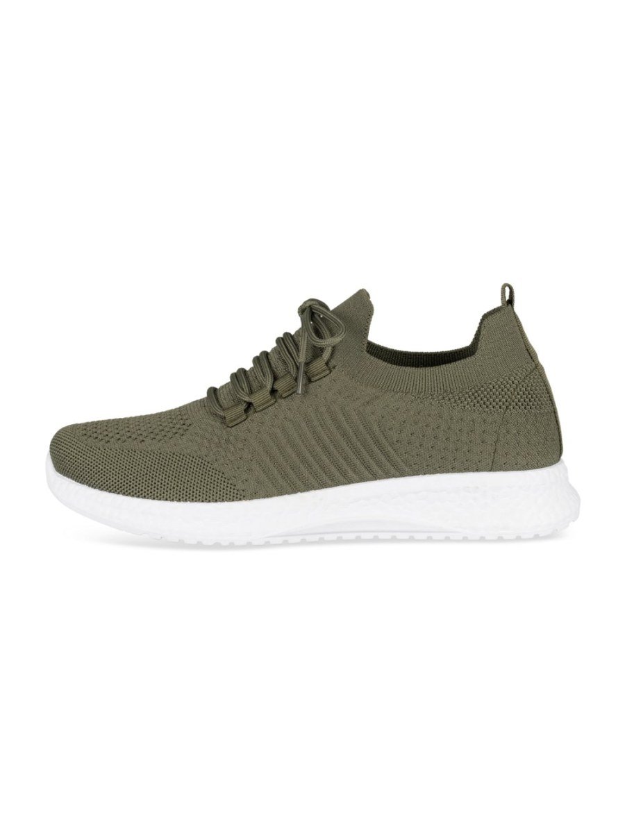 Khaki ribbed knit sock trainers