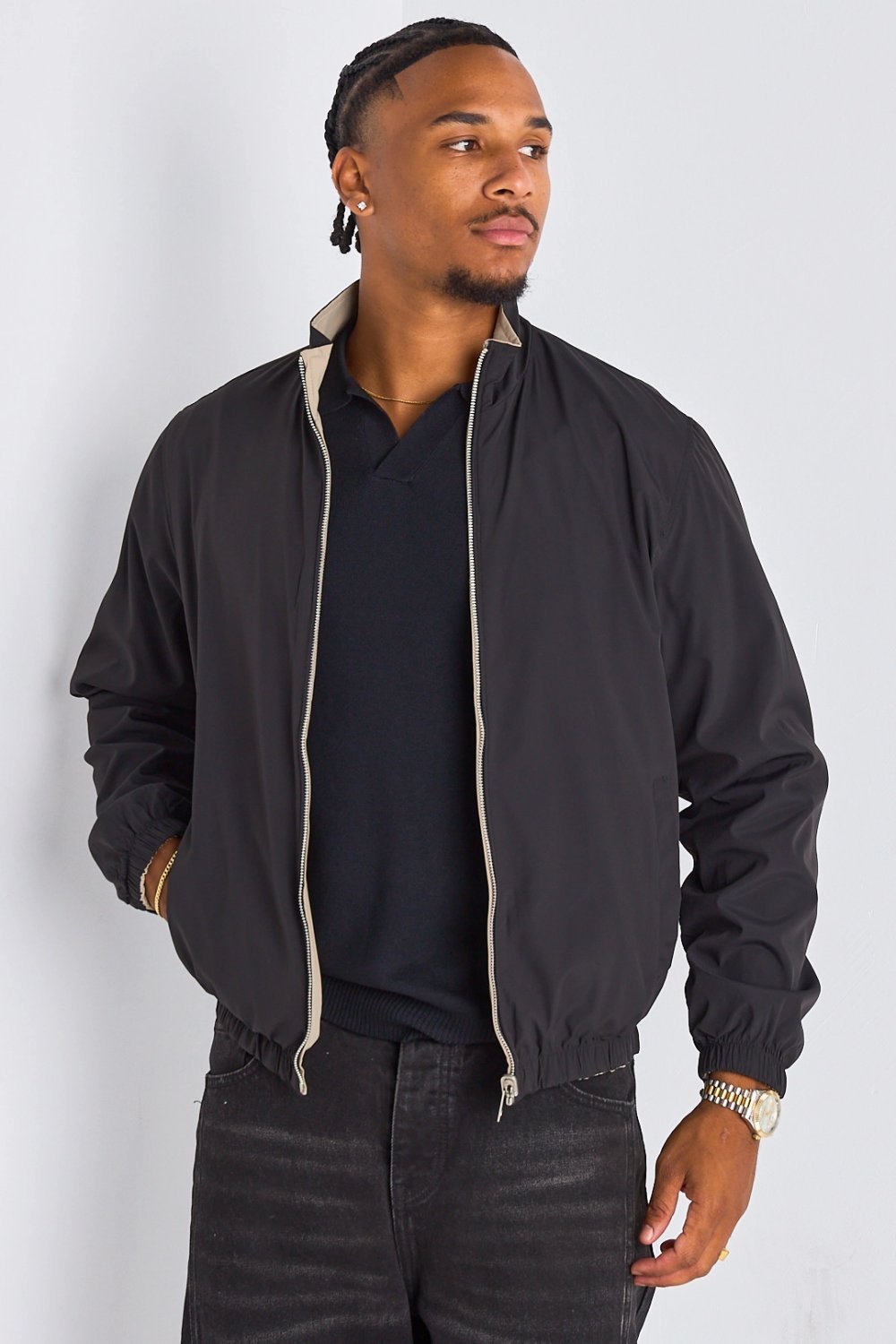 Reversible black and beige jacket