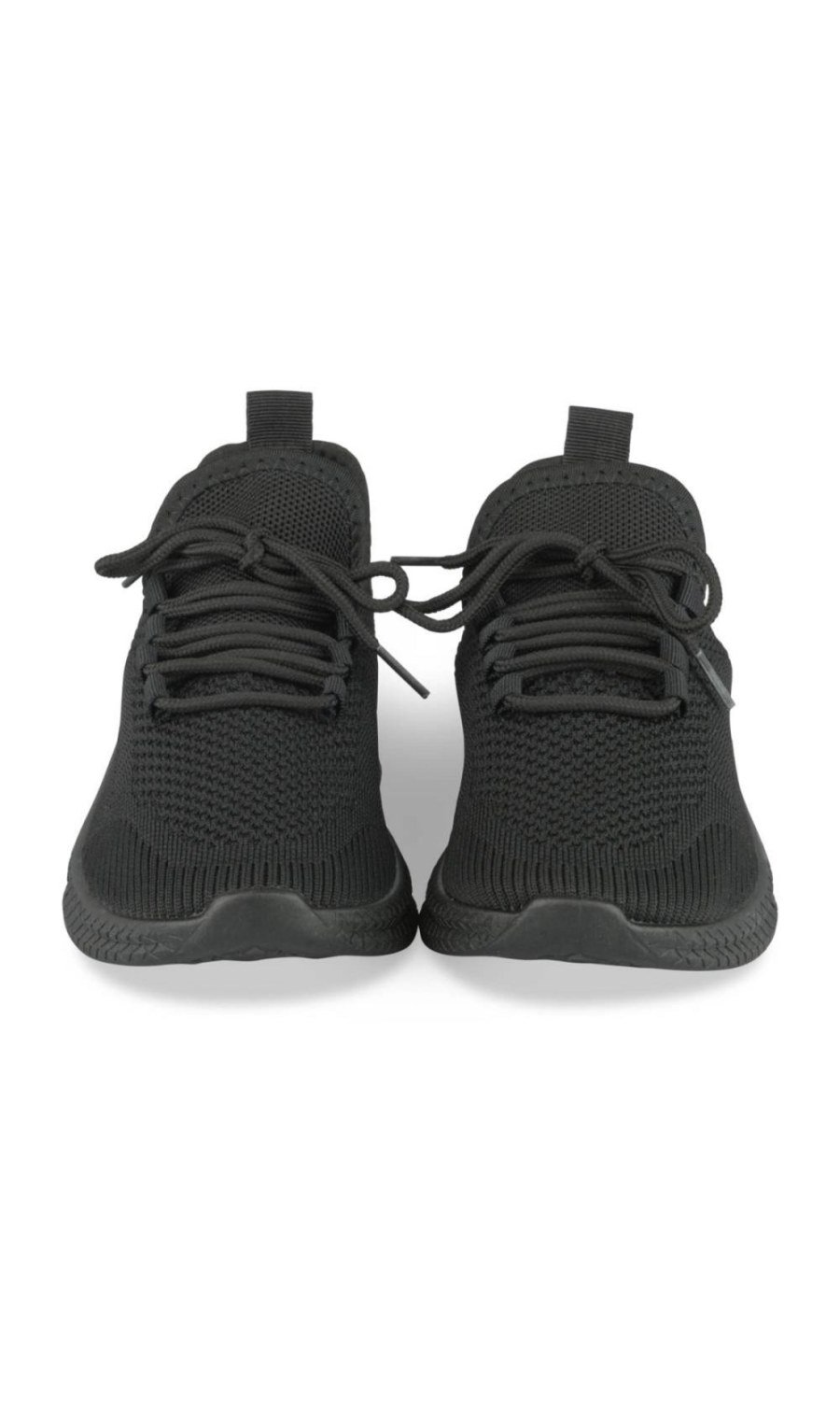 Black open-knit lace-up sneakers