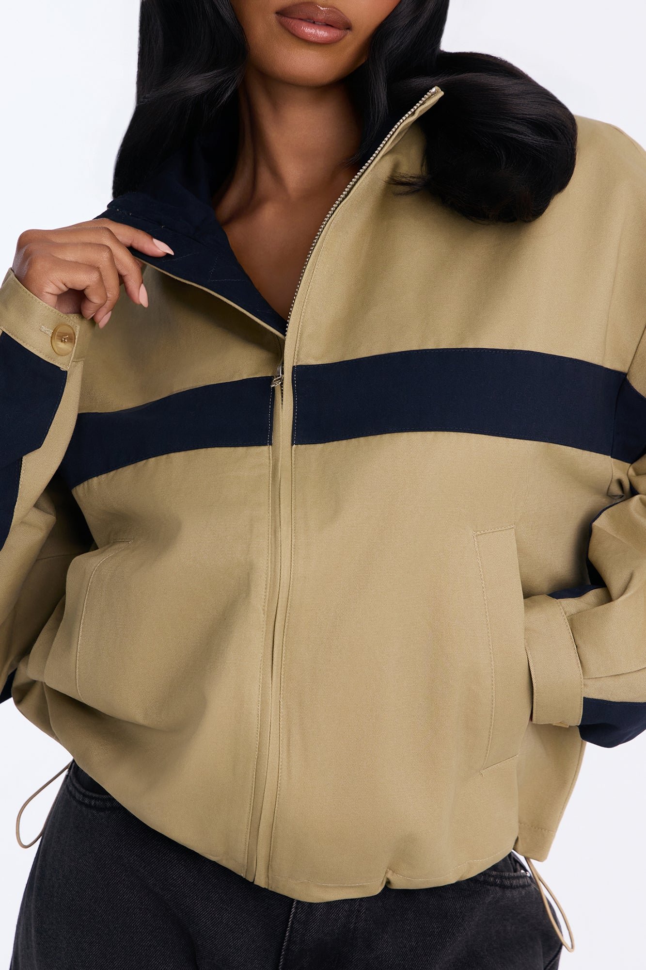 Veste zippée en sergé à col montant