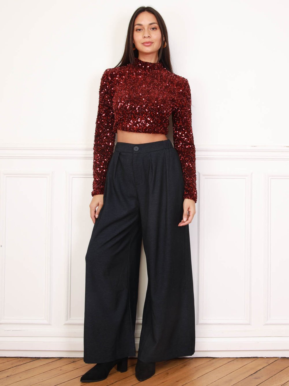 Pantalon costume wide leg bleu marine