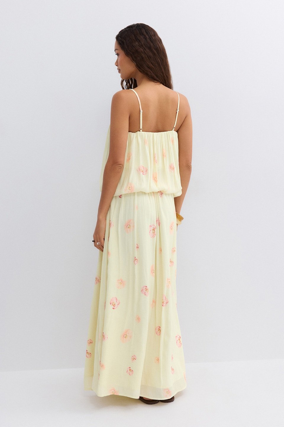 Robe longue fleurie à taille élastique