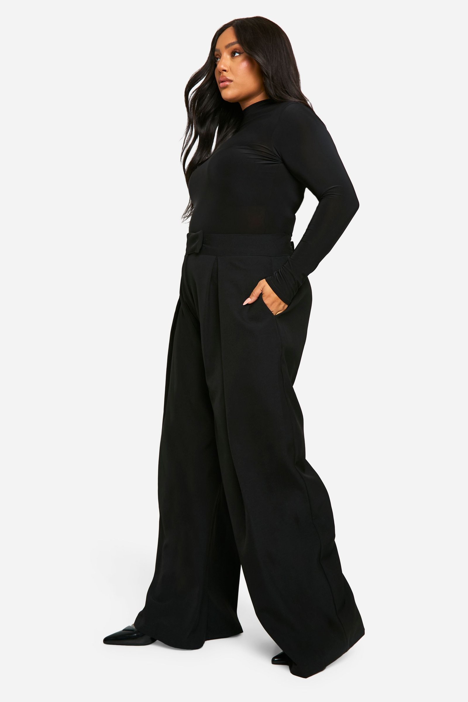 Pantalon large à plis décontracté - Grande taille