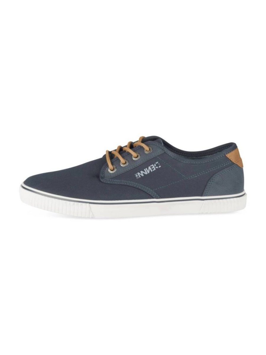 Baskets en toile contrefort camel bleu marine