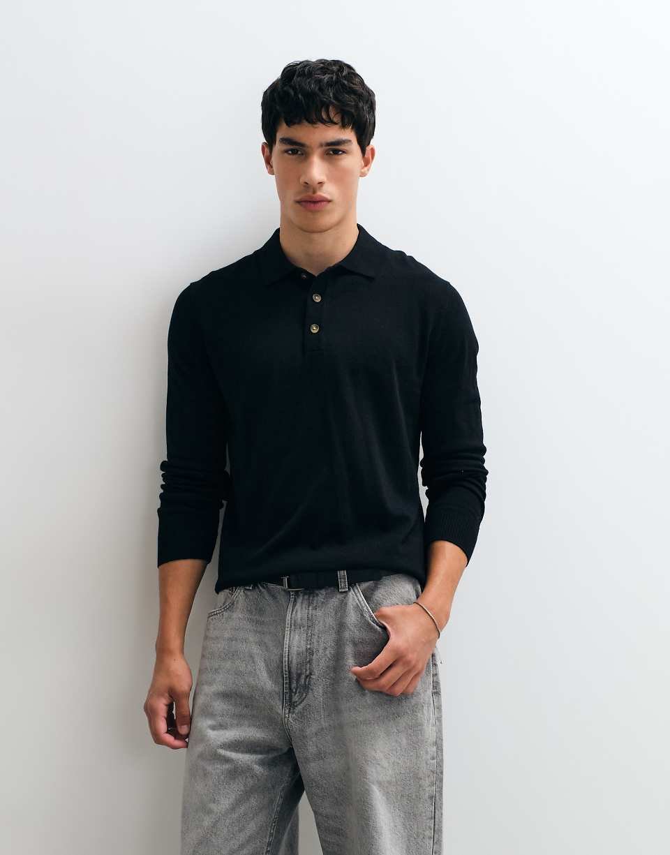Pull en maille à col roulé - Noir