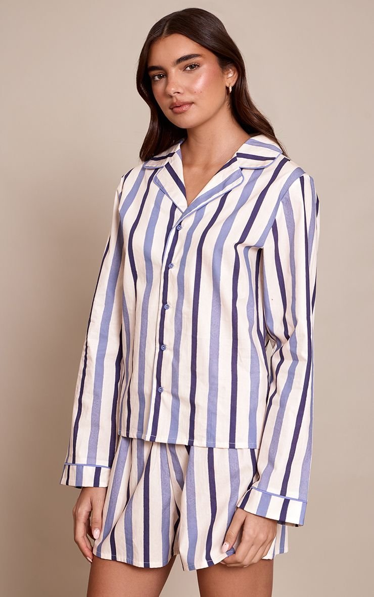 Pyjama haut et short en popeline à rayures