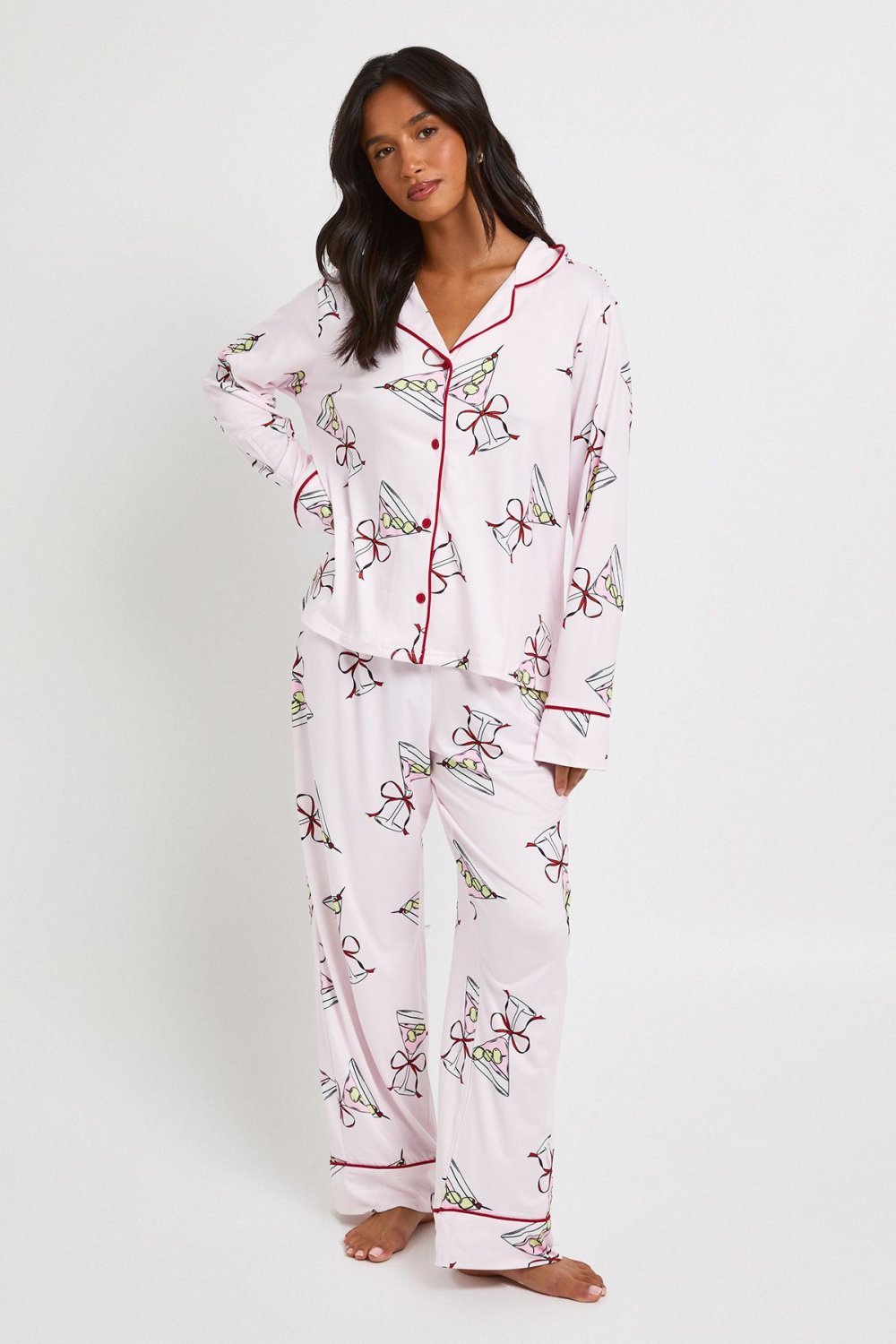 Cocktail print top and trouser pyjama set - Petite