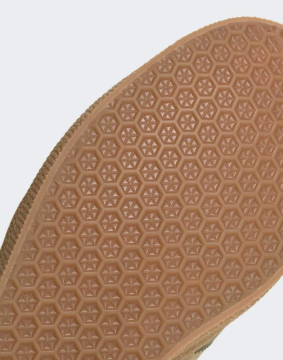 Gazelle trainers in olive and khaki with gum sole