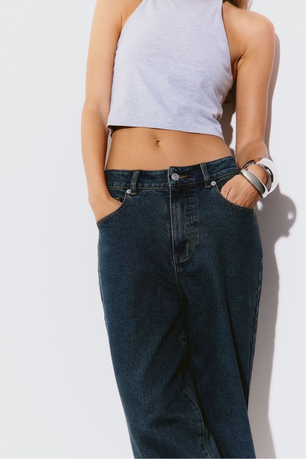 Jean droit taille haute bleu foncé - Petite