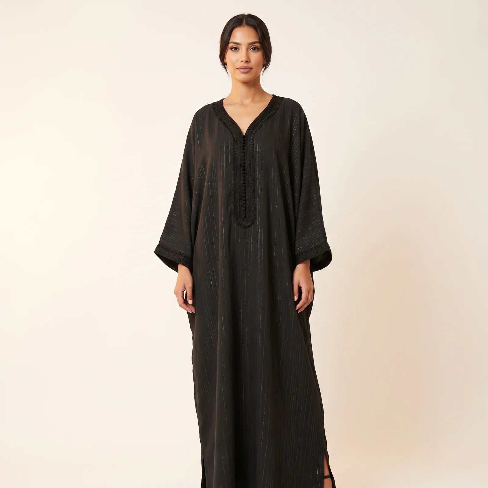 Black Oversized Sequinned Crepe Caftan