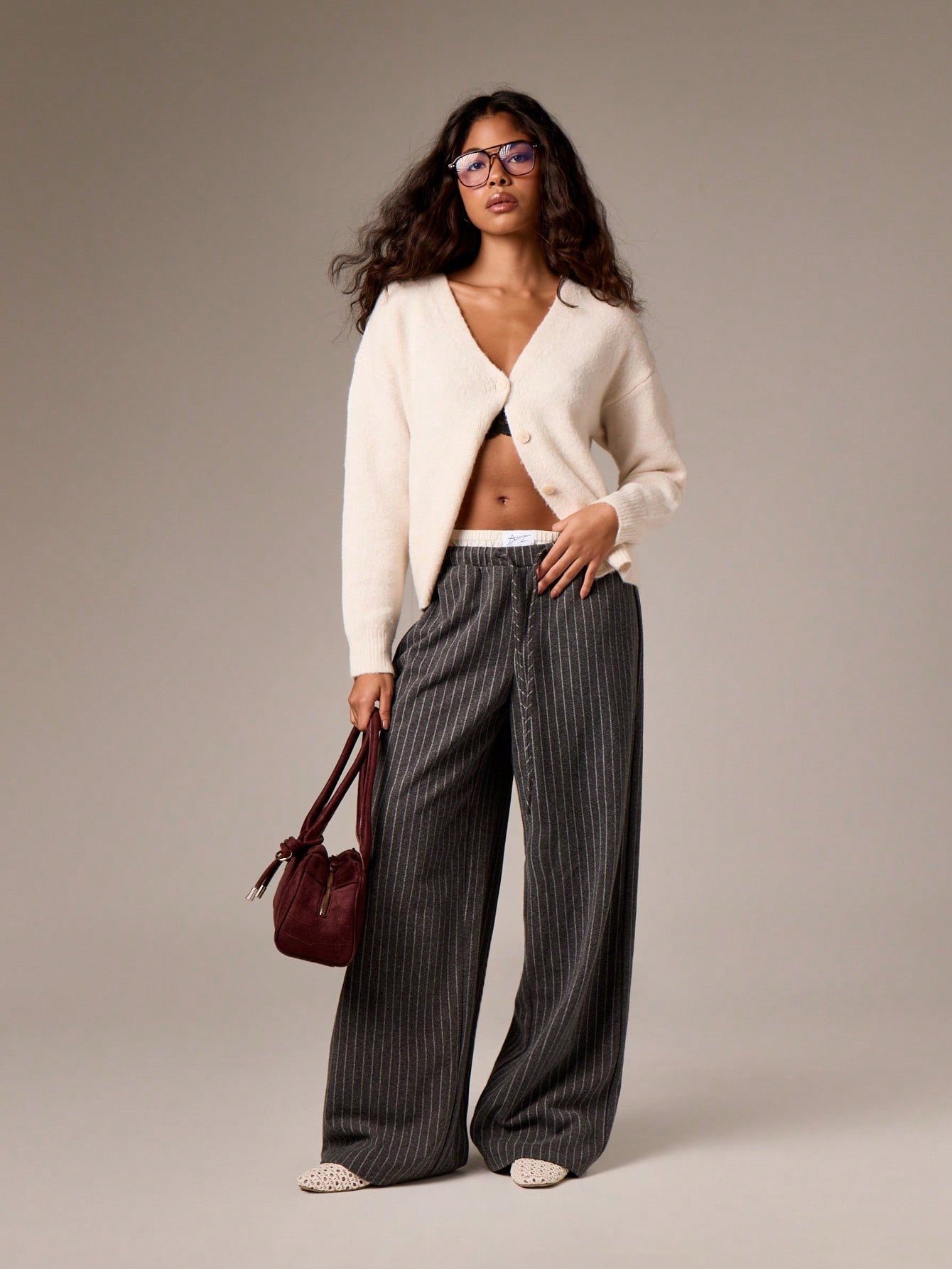 Cardigan court en tricot épais à boutons