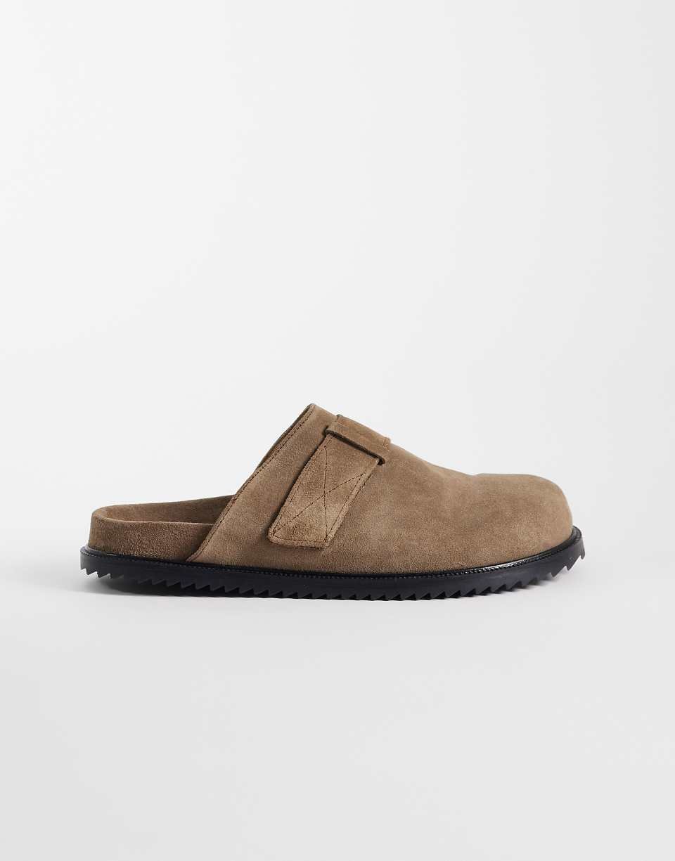 Sandales style mules en daim fabriquées au Portugal - Taupe