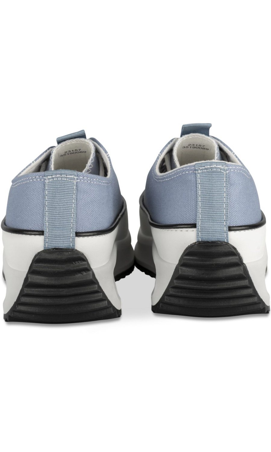 Blue canvas cleated platform sneakers