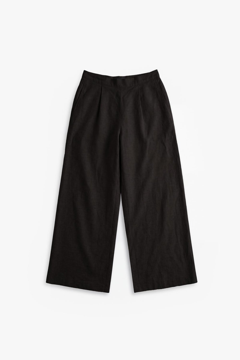 Pantalon large à pinces en lin et coton - Noir