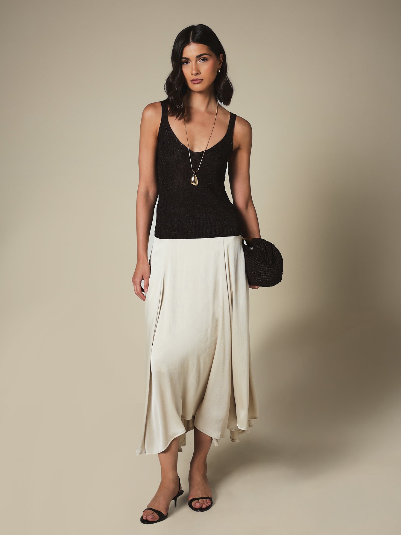 Flowy midi flared skirt
