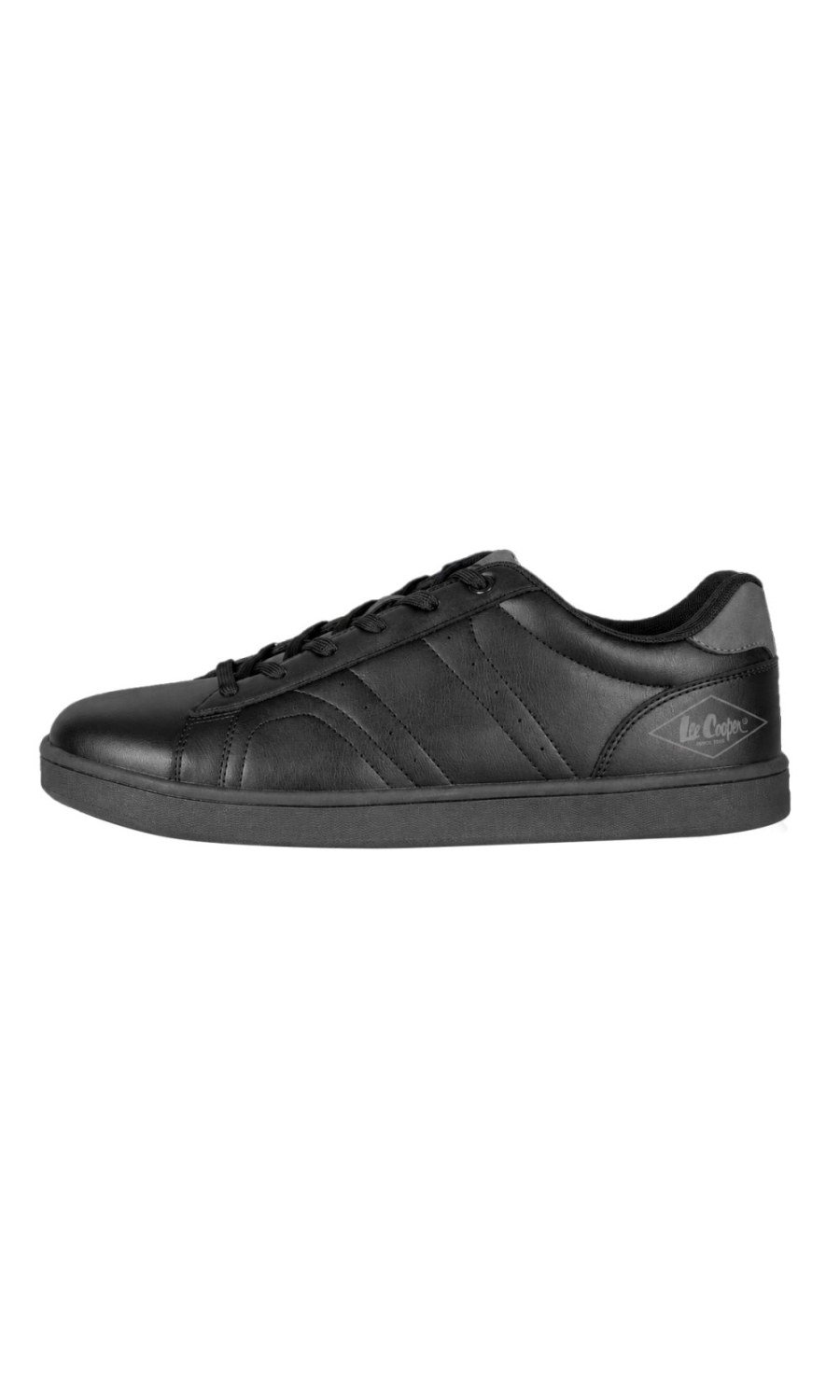 Black trainers with side stitching