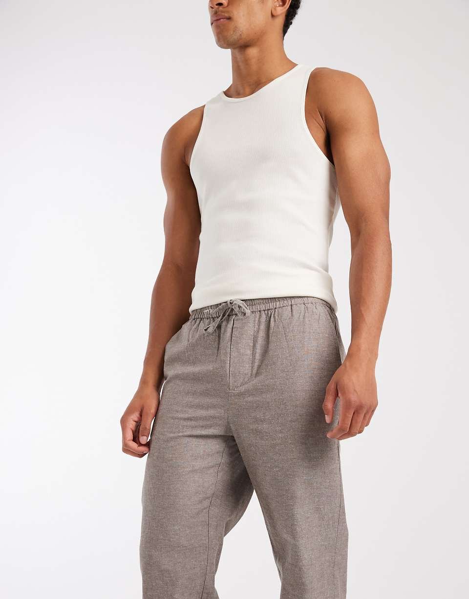 Relaxed linen blend trousers - Grey