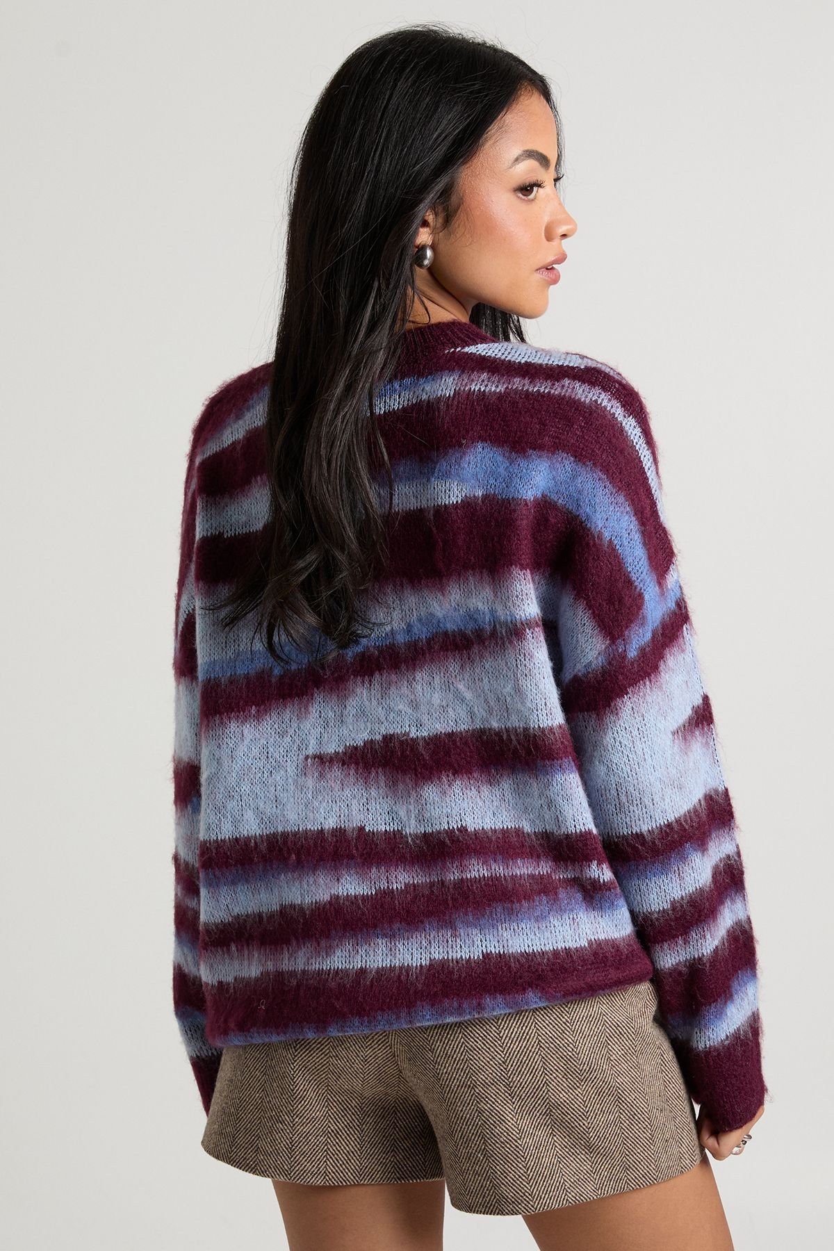 Pull-over en maille brossée à imprimé abstrait