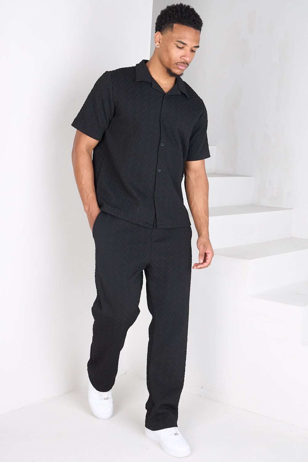 Ensemble chemise et pantalon côtelé noir