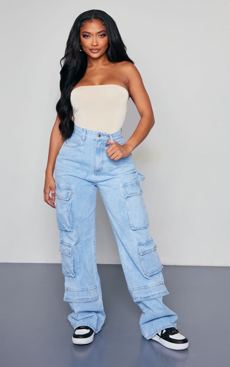 Jean cargo taille haute zre9 fate7