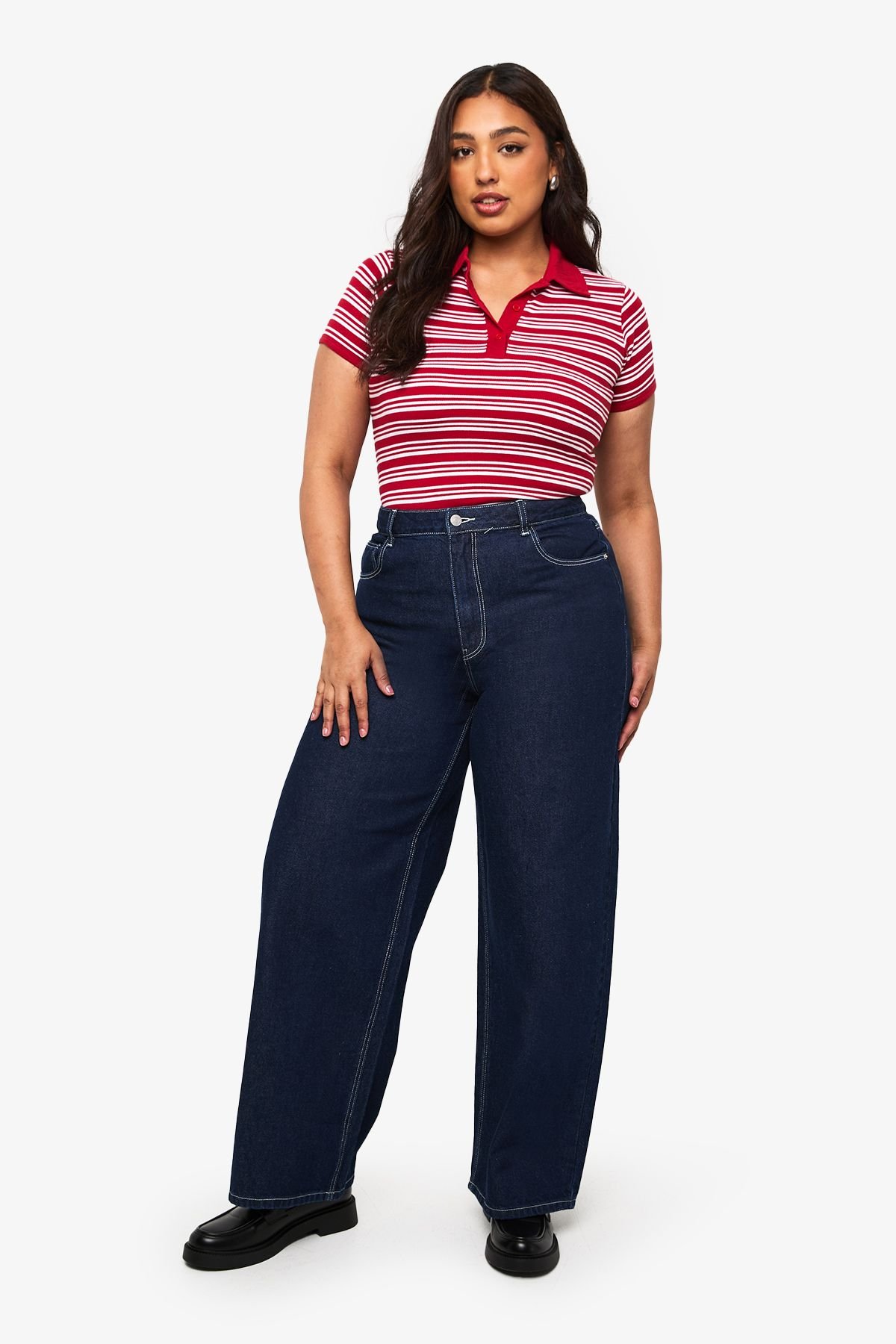 Jean à coupe ample et taille mi-haute - Grande taille