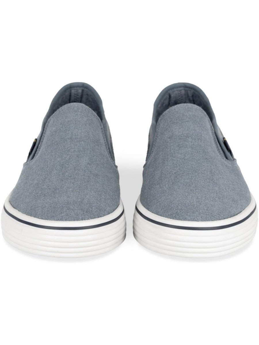 Baskets slip-on en toile chinée bleu jean