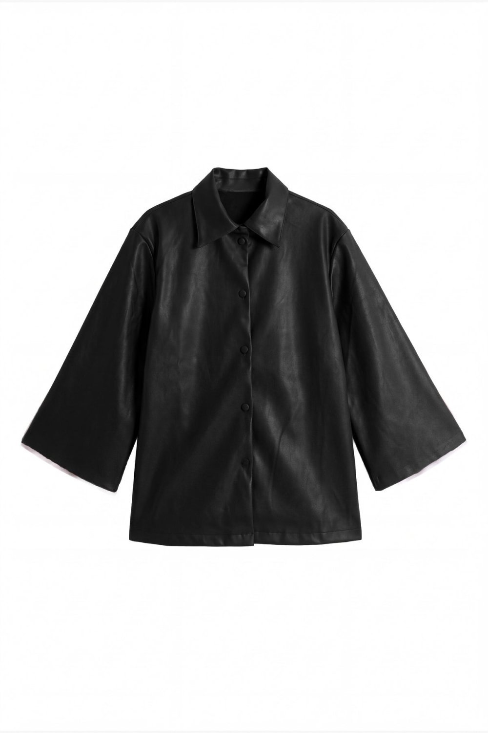 Veste chemise en similicuir - Noir