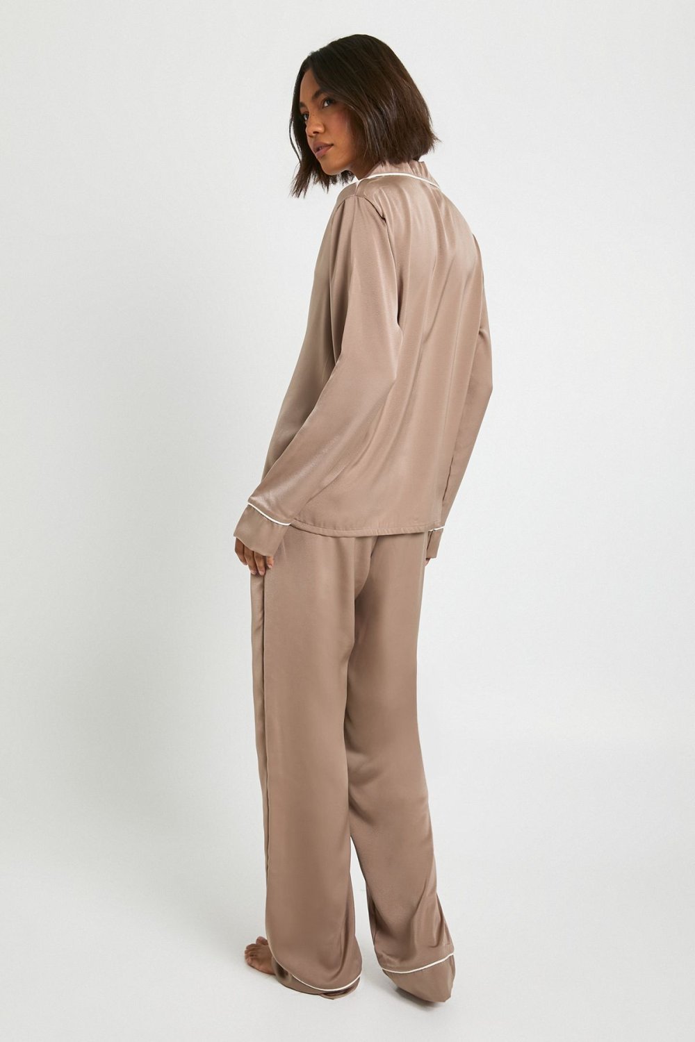 Pyjama chemise w sarwal f satin b passepoil - Tall