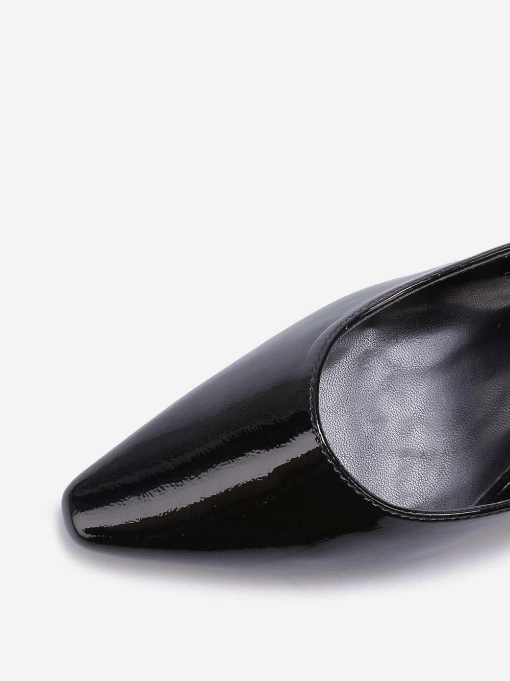 Escarpins vernis pointus à talon bobine noirs