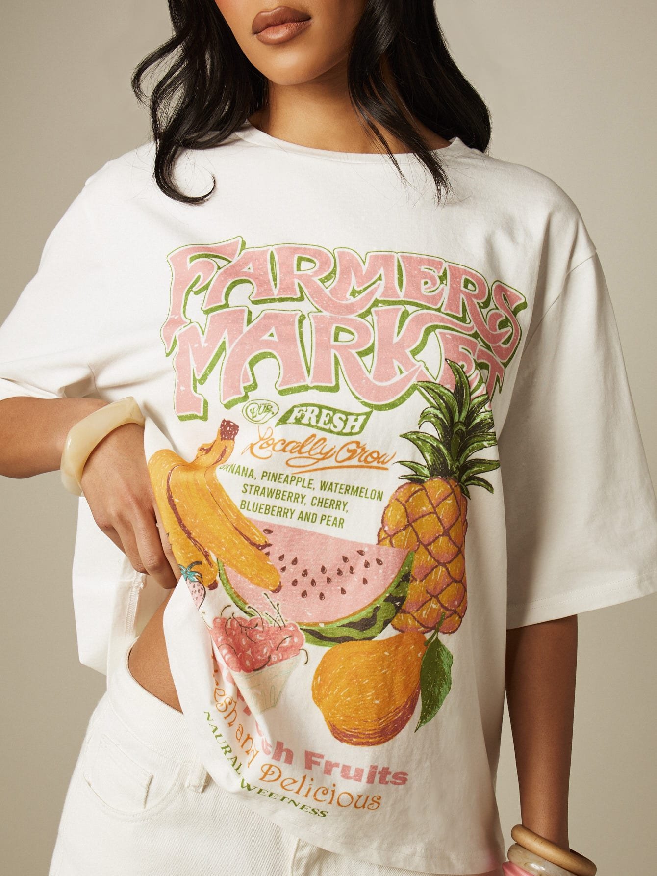 T-shirt oversize b imprimé marché fermier
