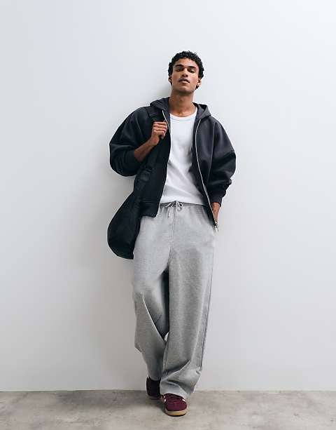 Pantalon de jogging oversize coupe bouffante Gris chiné