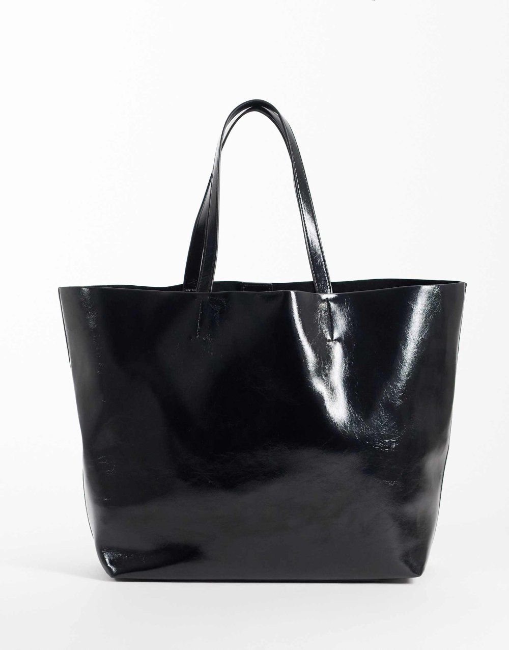 Black glossy oversized tote bag