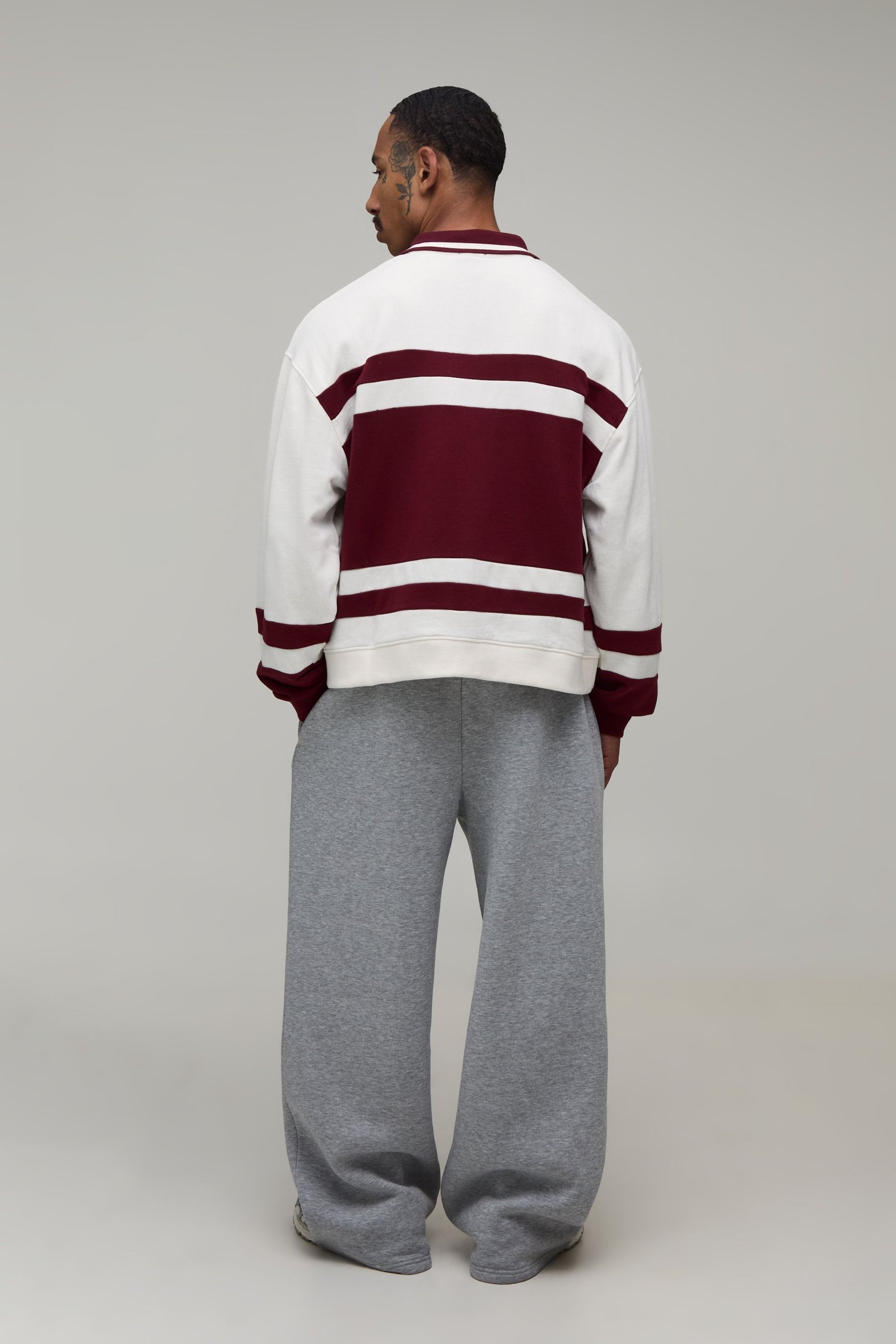 Oversized embroidered long sleeve rugby polo