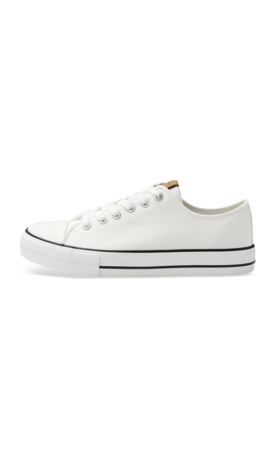 White canvas trainers, striped sole