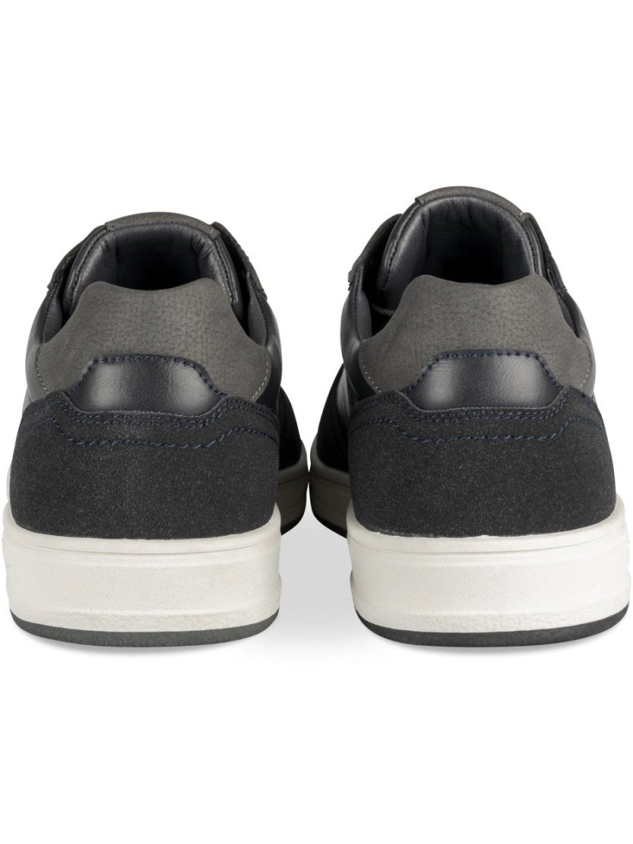 Navy retro mixed-texture sneakers
