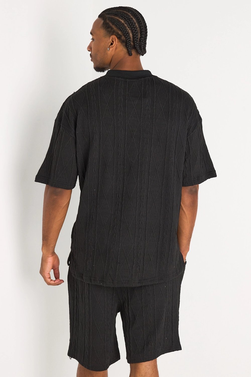 Ensemble polo w short maille tressée k7el