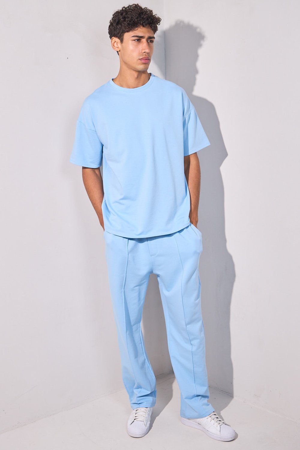 Blue t-shirt and straight trousers set