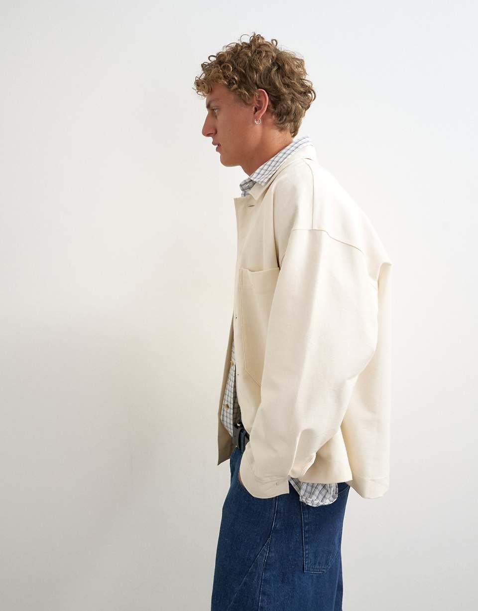 Surchemise jersey sergé oversize écru