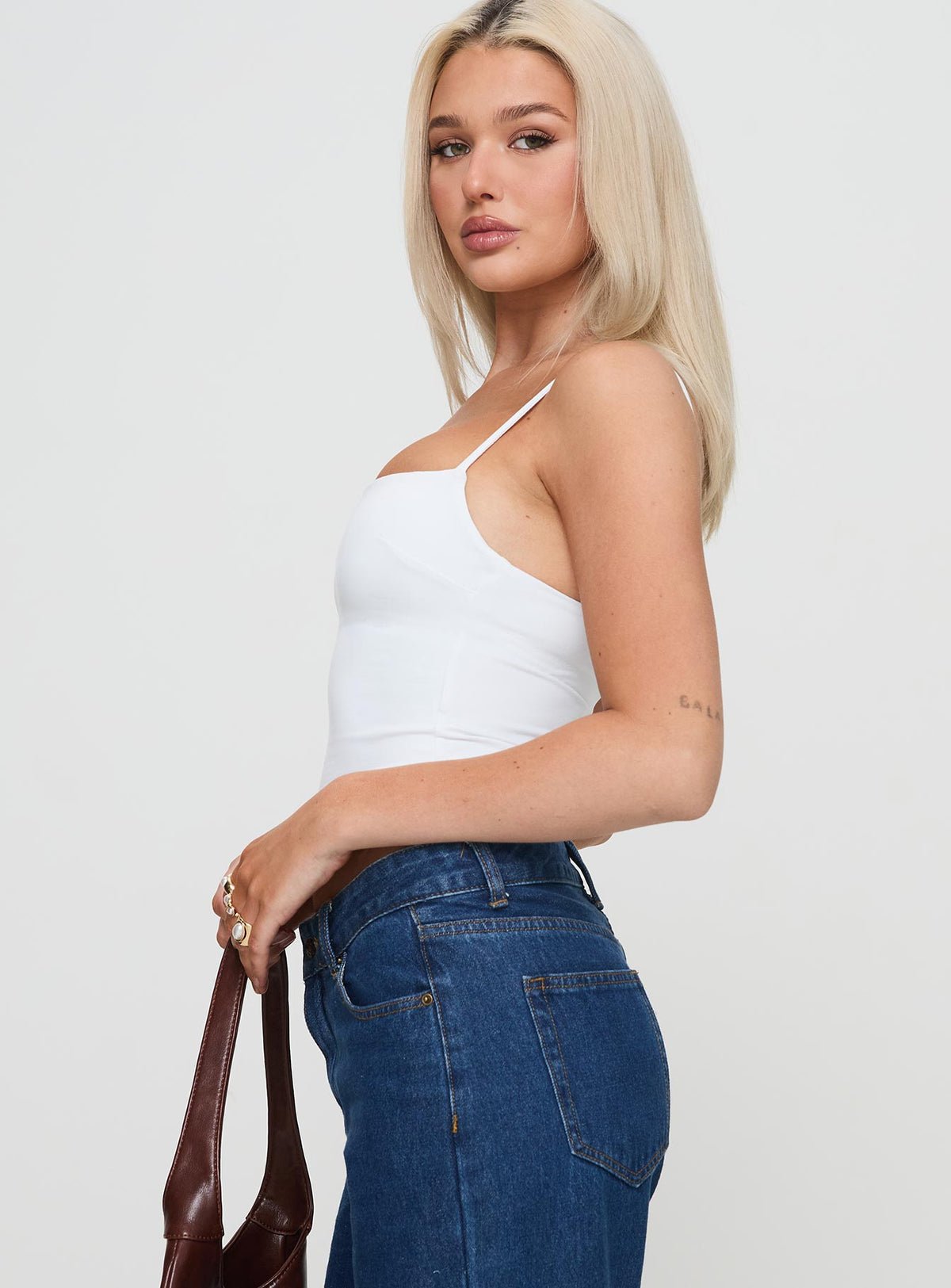 Cropped cami top with built-in bra