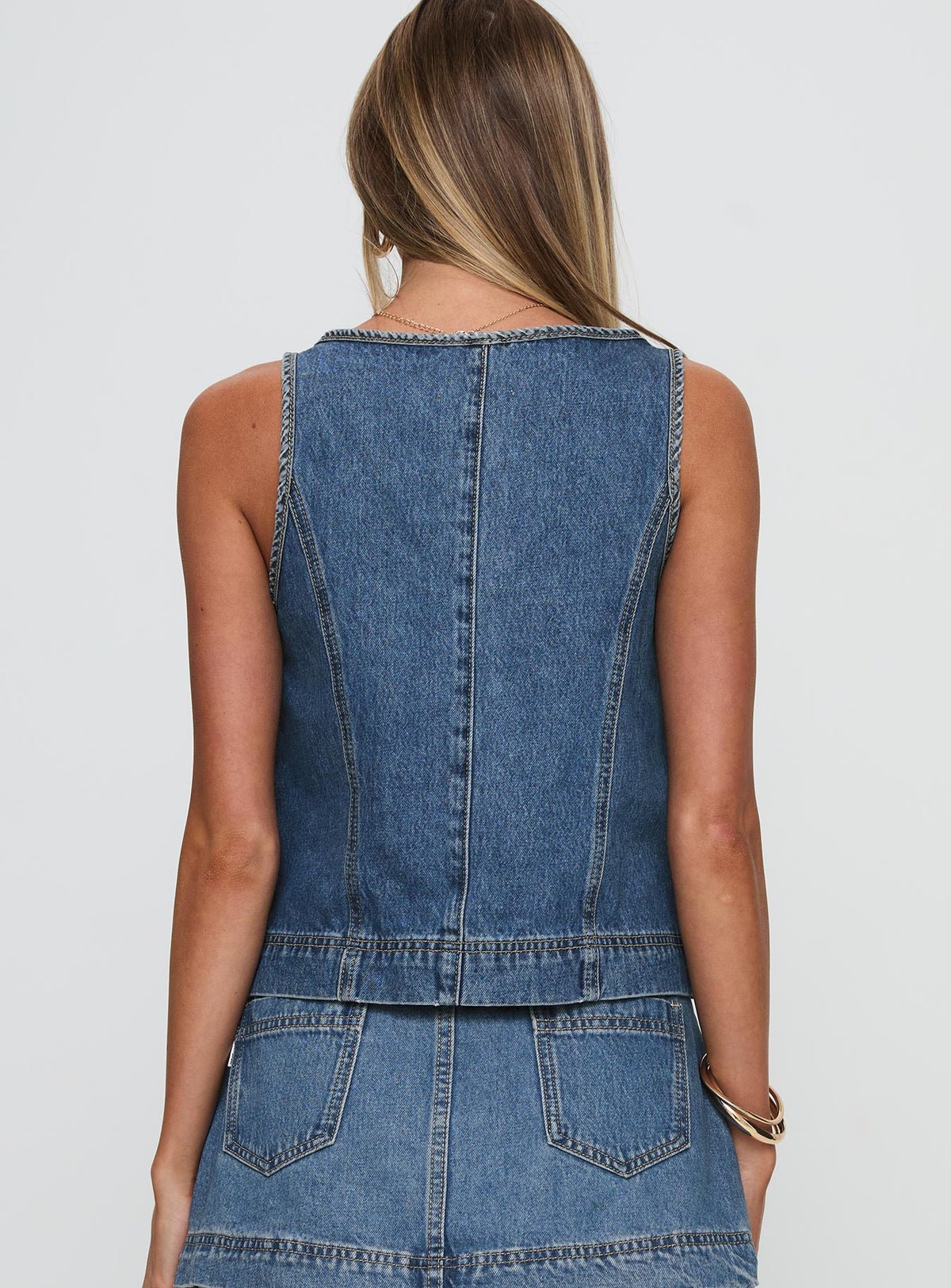 Square neck denim tie top