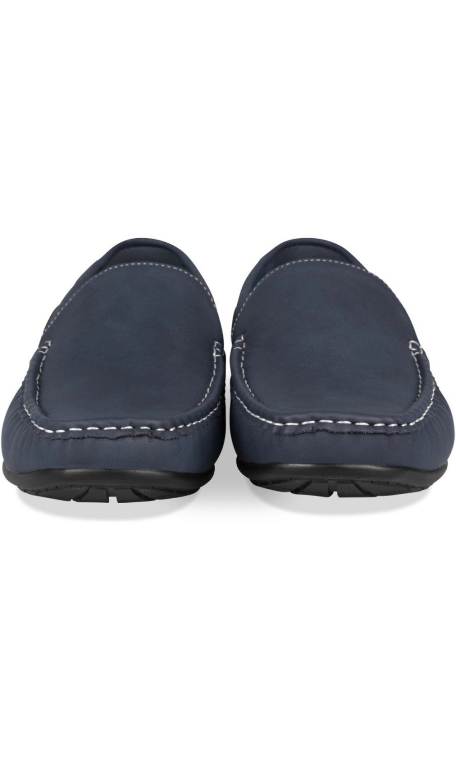 Navy driving loafers, grey trim