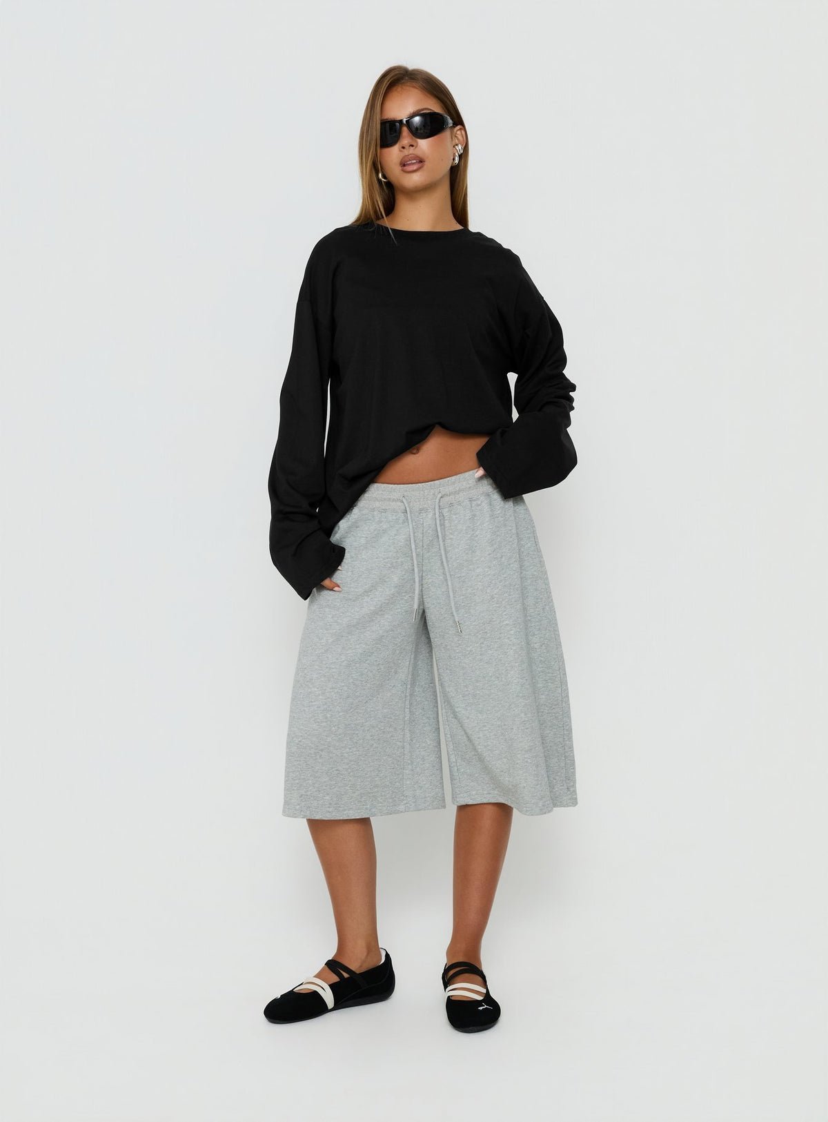 Top oversize en coton à manches longues