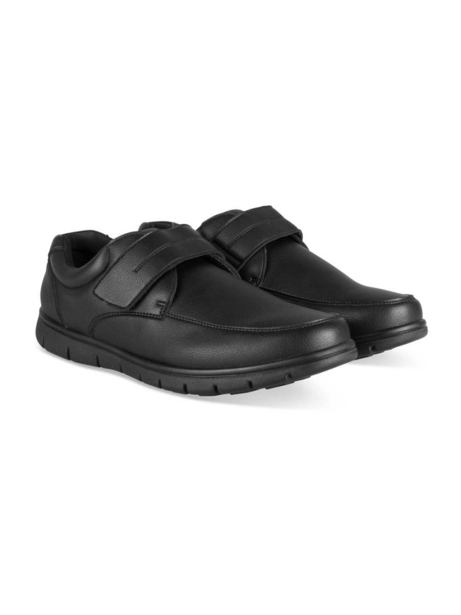 Black hook-and-loop dress shoes