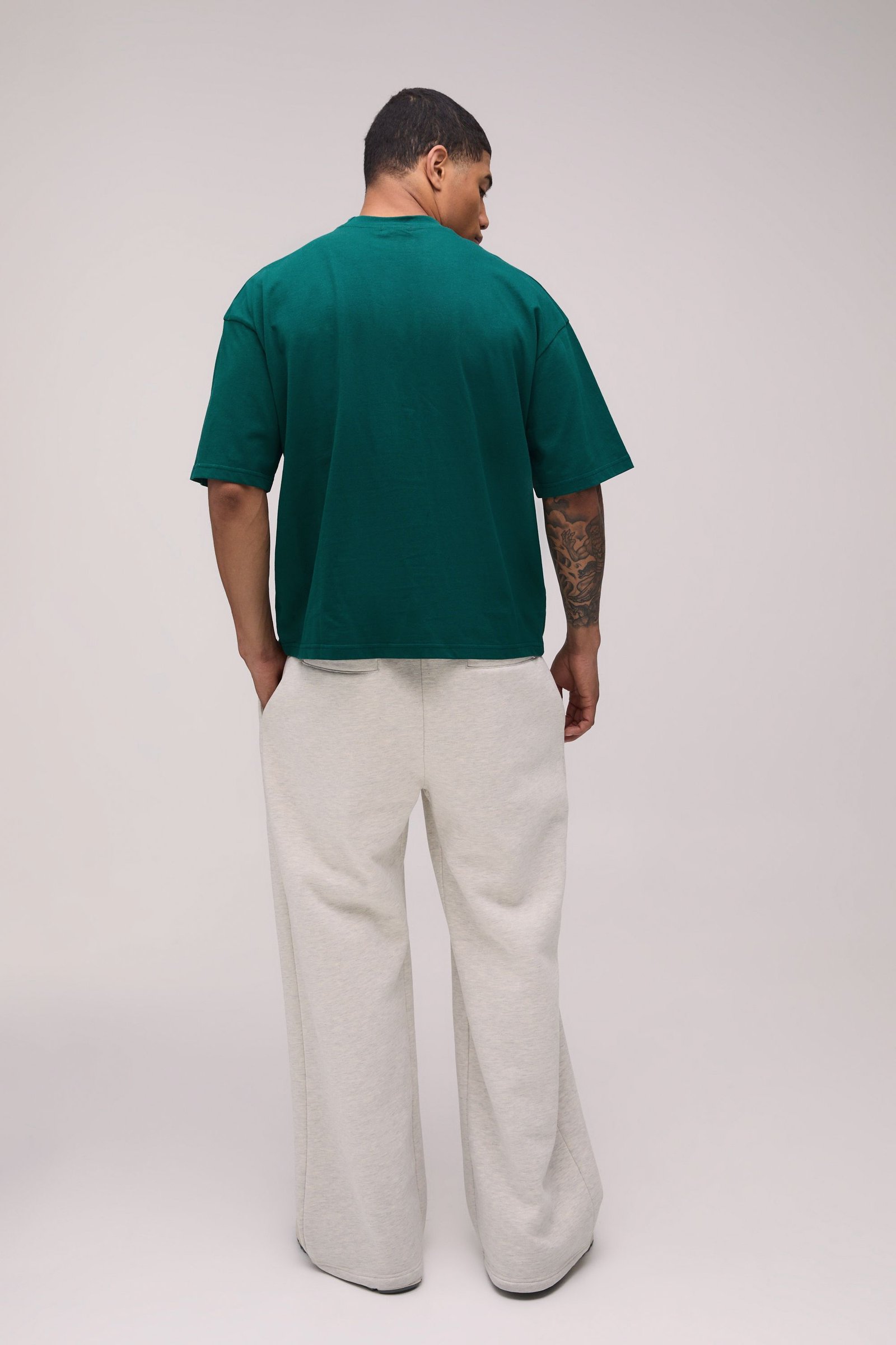 Oversized boxy heavyweight extended neck T-shirt