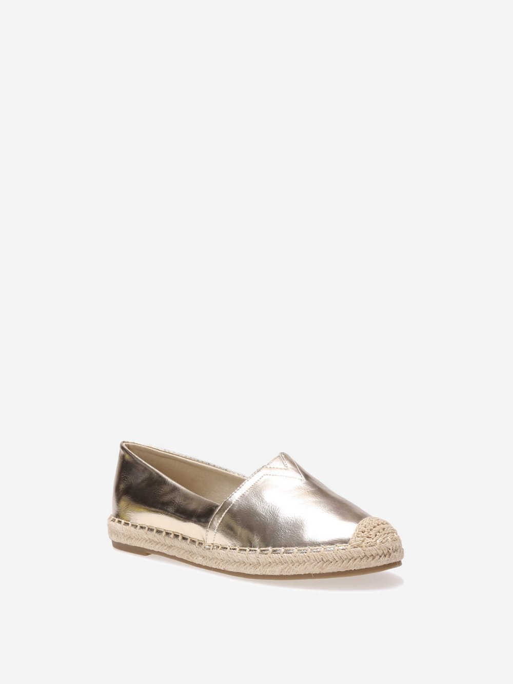 Gold espadrilles with braided flatform