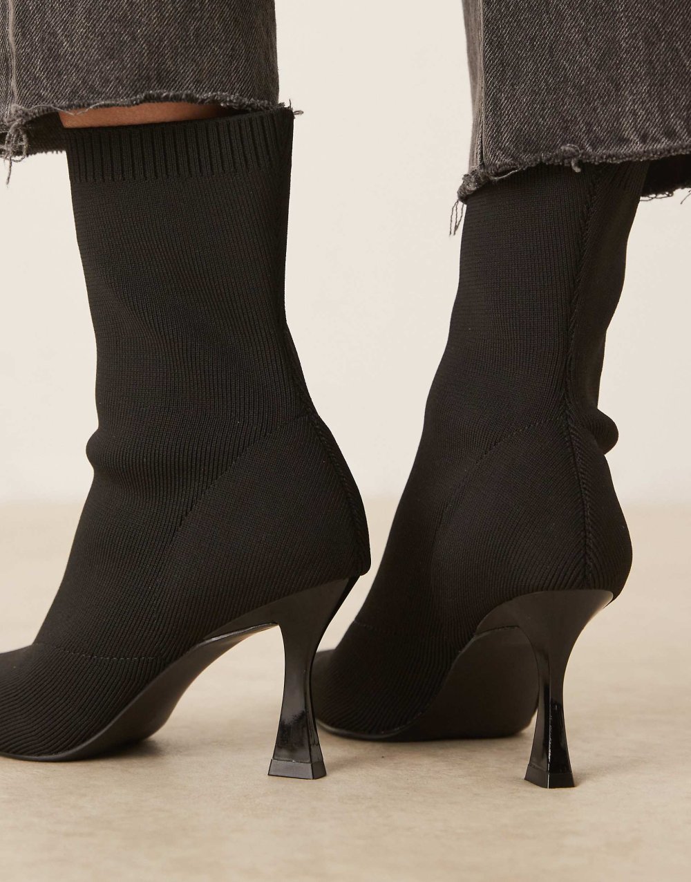 Knitted sock boots in black